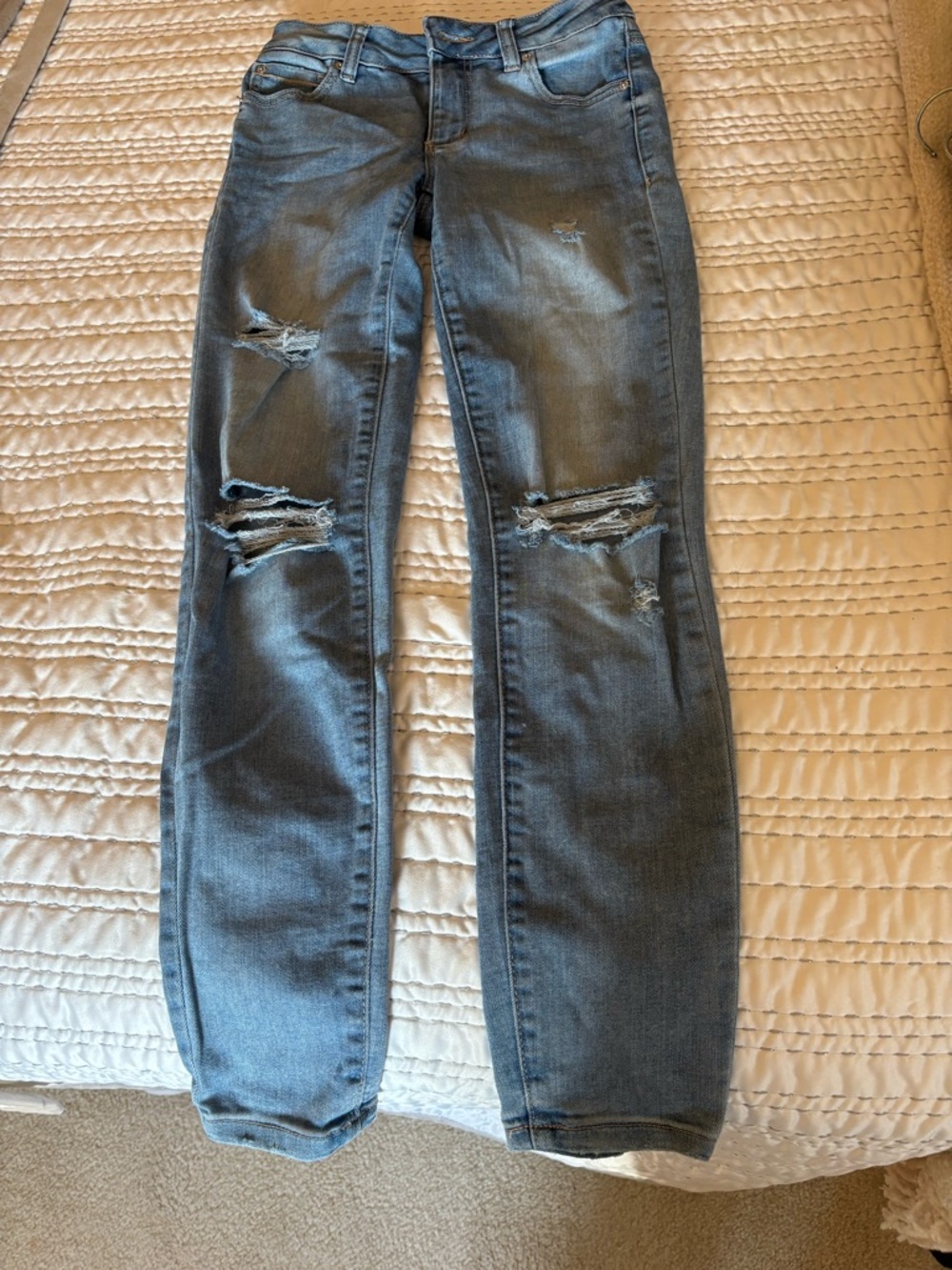 Garage Women's Distressed Straight Leg Jeans - Blue
